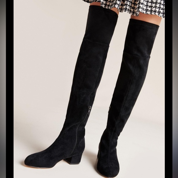Suede Over The Knee Anthropologie Black Boot, sz 7 - Picture 1 of 7